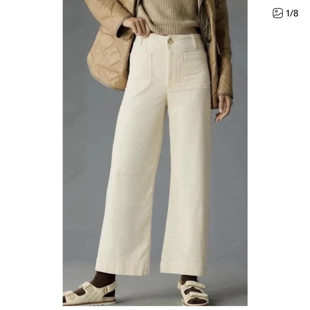 Anthropologie Maeve The Collette Corduroy Ivory Milk White Sz 25 NEW